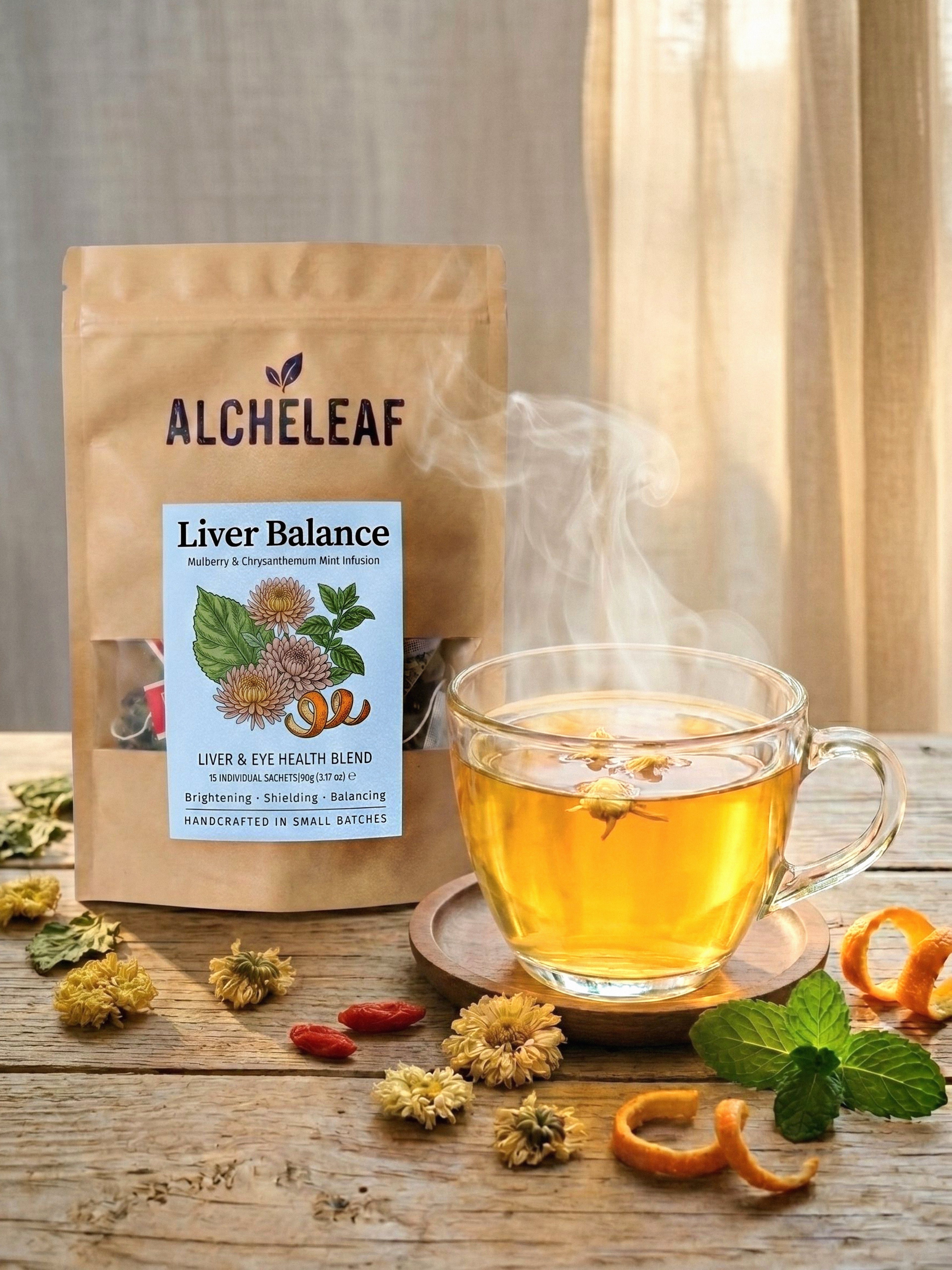 Alcheleaf Mulberry Chrysanthemum Mint Tea - Cooling Herbal Infusion