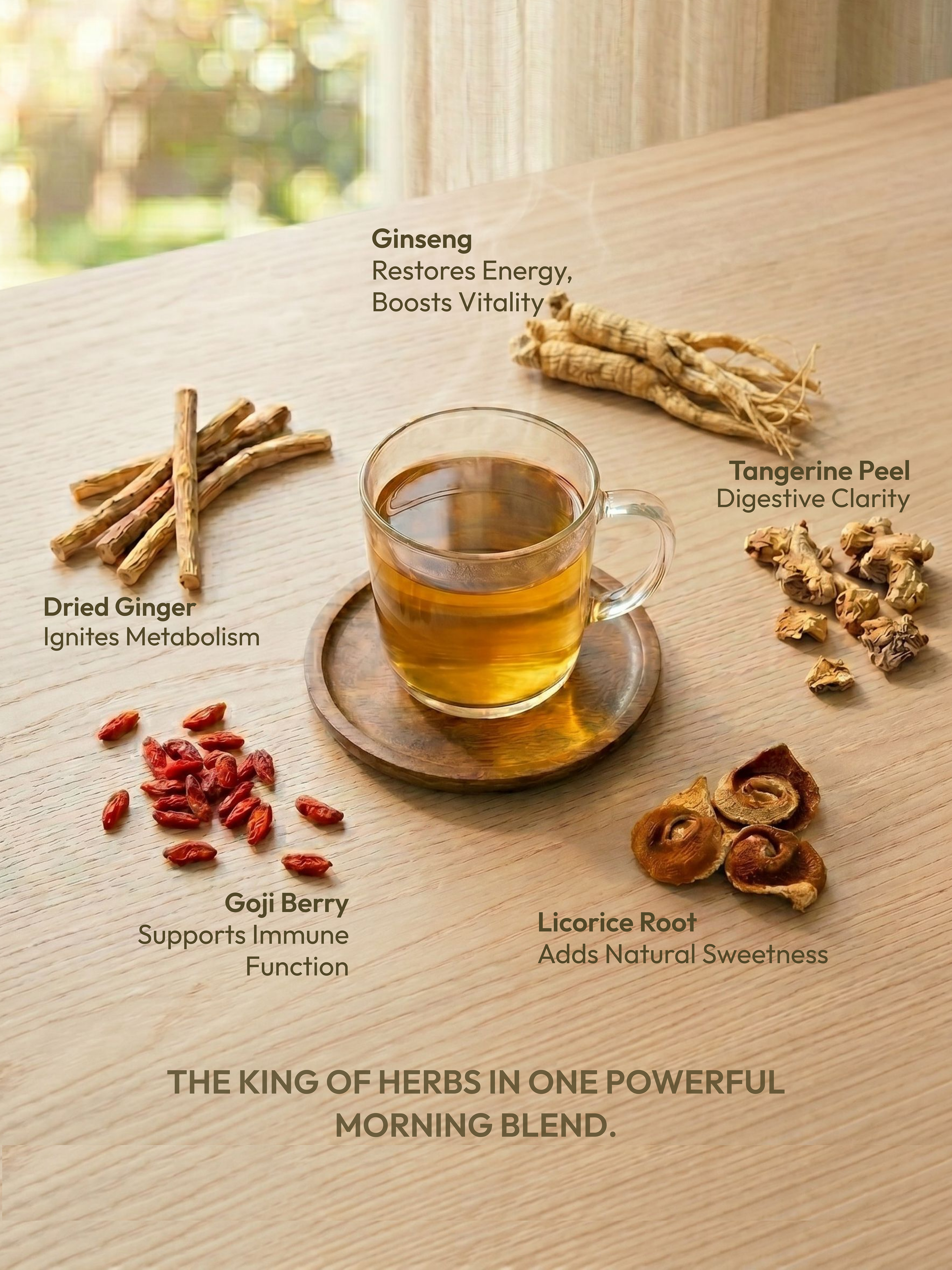 Adaptogen Herbal Tea with Ginseng and Goji Berry