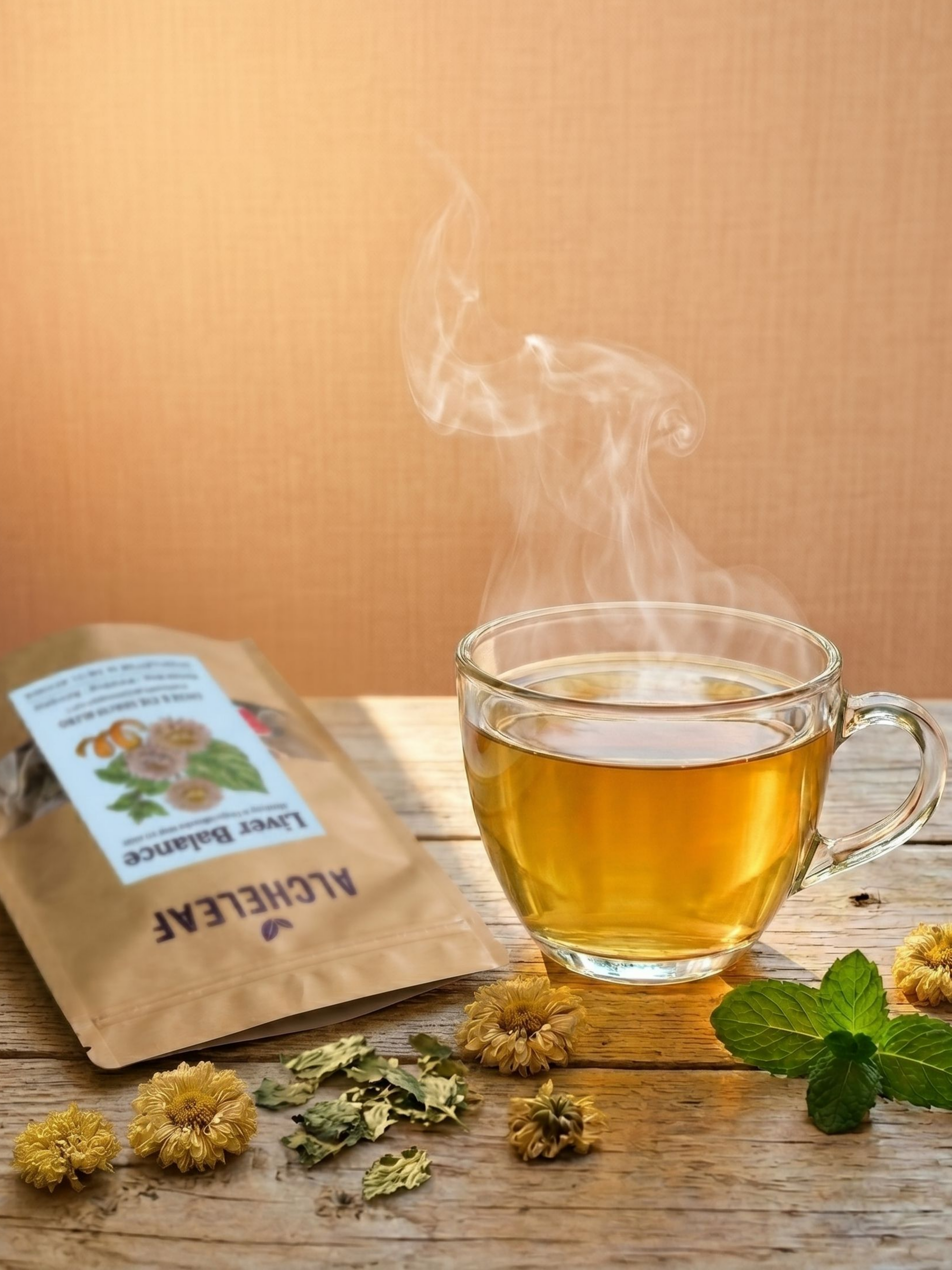 Caffeine Free Mint Herbal Tea for Stress Relief - Alcheleaf
